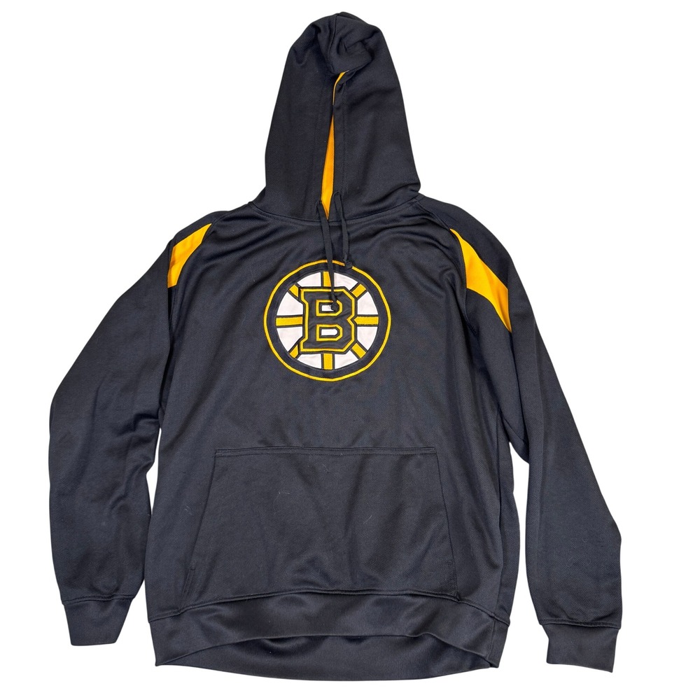 Boston Bruins NHL Pullover Hoodie Black Gold Embroidered Logo Mens XL